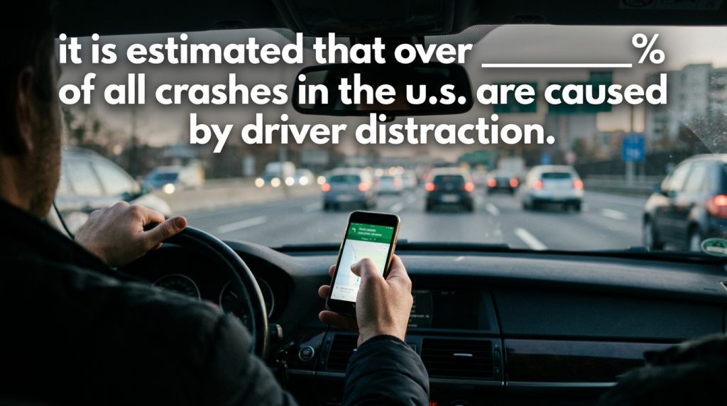it is estimated that over ___________% of all crashes in the u.s. are caused by driver distraction.