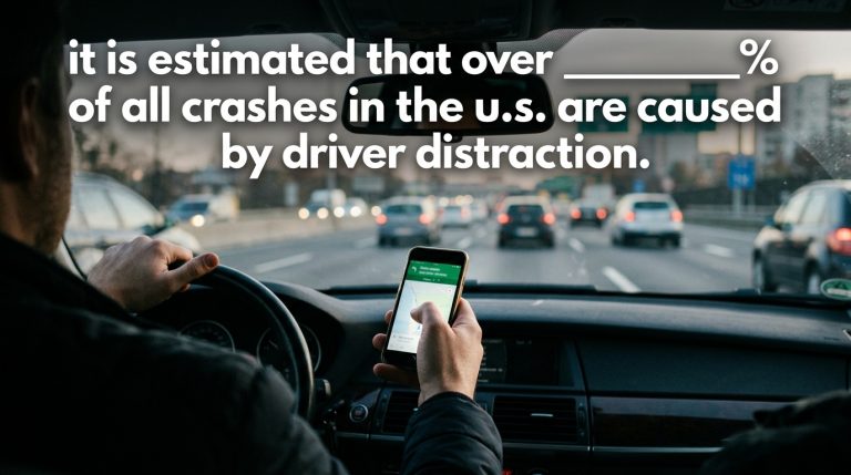 it is estimated that over ___________% of all crashes in the u.s. are caused by driver distraction.